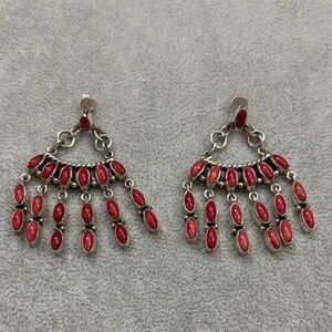Elegant Red and Pink Dangle Earrings